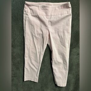 Crown & Ivy Pink Stripe Pull-On Pants Petite 4P Ankle Stretch